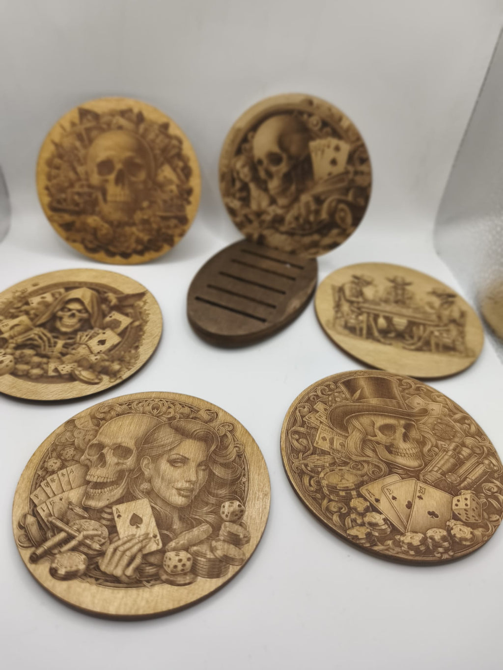 Lot de 6 Sous-Verres Personnalisables en Bois (10 cm) – Gravure Laser